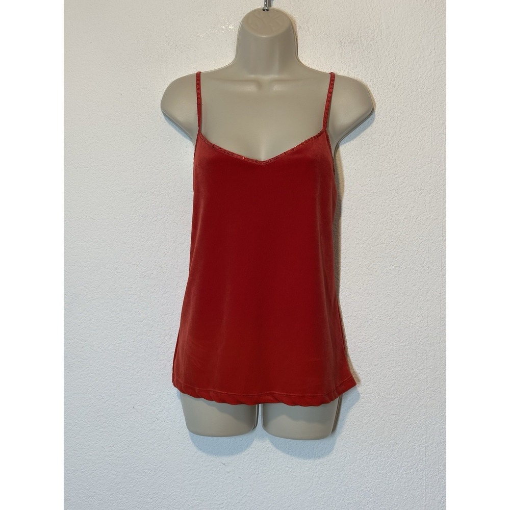 Red Velvet Tank Top Sequins Straps Shelf Bra XL Dainty